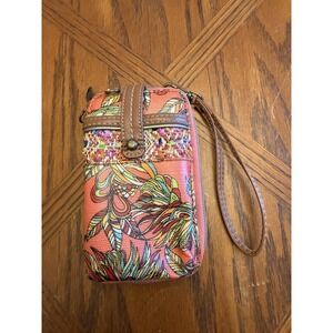 Sakroots Smartphone wristlet Phone Case Zip Around Wallet Floral Design